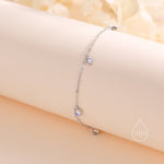 Delicate Moonstone Charm Bracelet in Sterling Silver, Silver or Gold, Silver Moonstone Bracelet