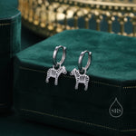 Sterling Silver Zebra Dangle Hoop Earrings, Silver or Gold, Zebra Huggie Hoops, Interchangeable Charms, Detachable