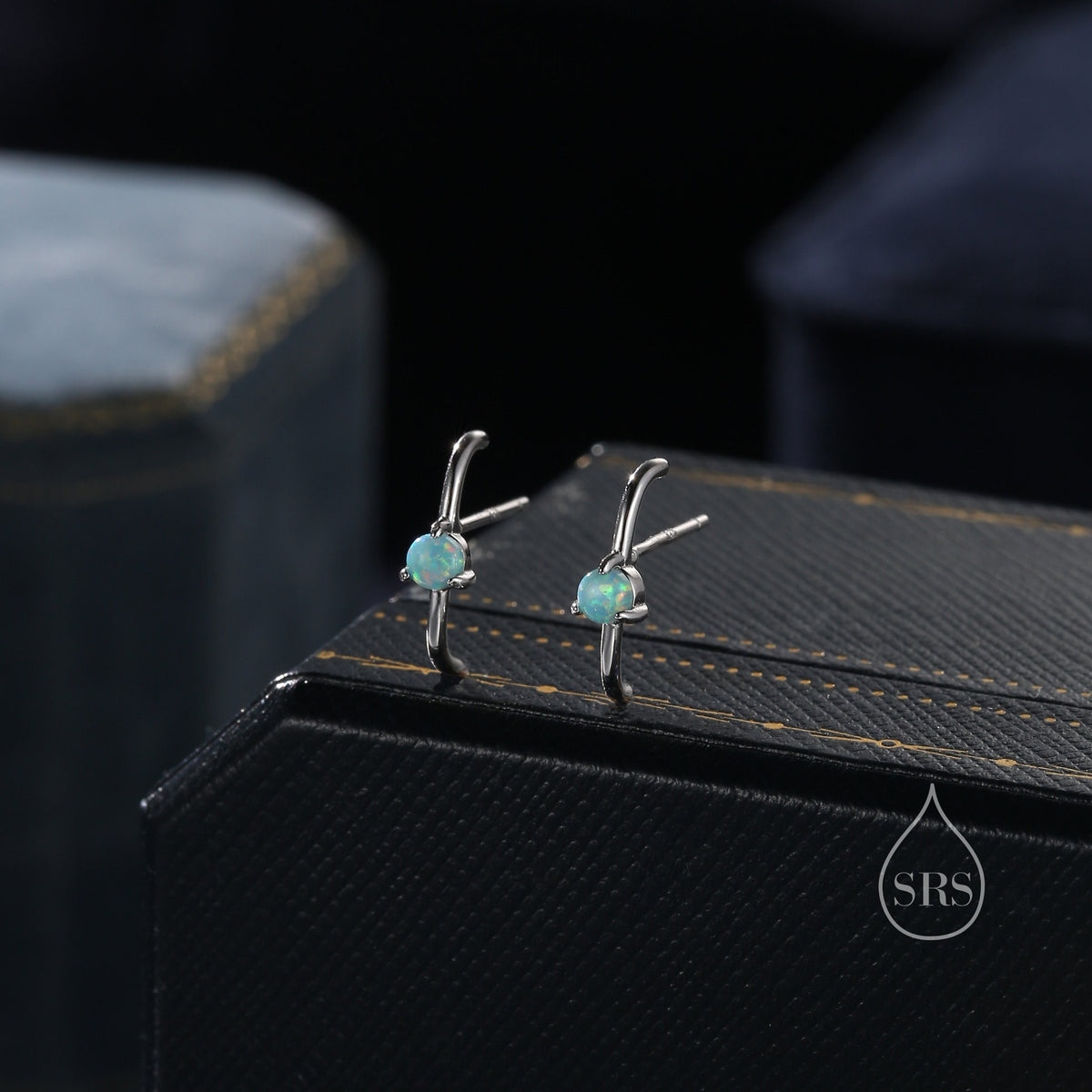 Single Piercing Moonstone or Opal Skinny Earlobe Cuff Earring in Sterling Silver, Lobe Cuff, Silver or Gold or Rose Gold