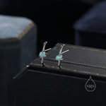 Single Piercing Moonstone or Opal Skinny Earlobe Cuff Earring in Sterling Silver, Lobe Cuff, Silver or Gold or Rose Gold