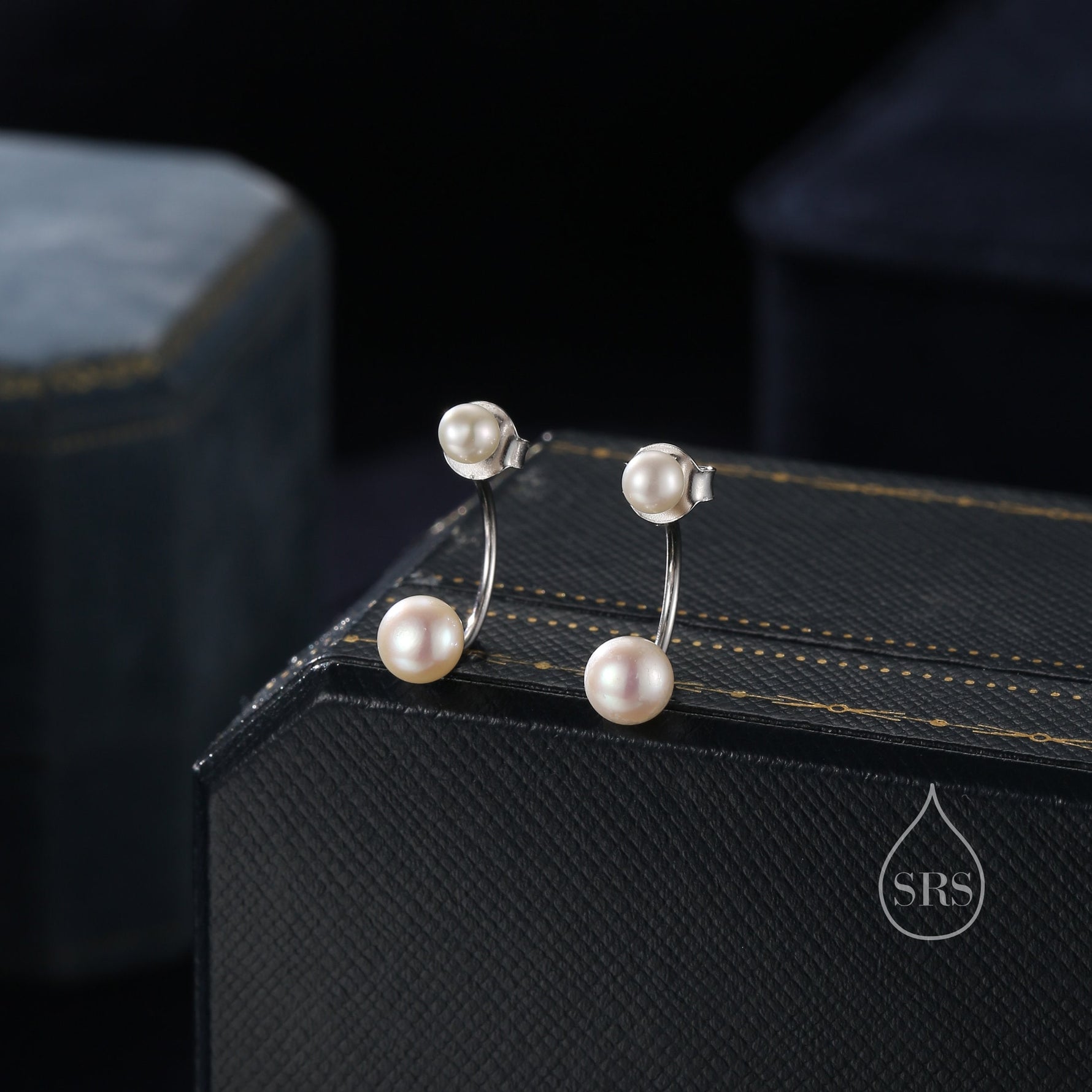 Genuine Freshwater Pearl Ear Jacket in Sterling Silver, Silver or Gold, Front and Back Earrings , Natural Pearl Earrings, Dainty Jewellery
