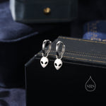 Sterling Silver Alien Huggie Hoops, Silver, Gold or Rose Gold, Detachable Cute Alien Hoop Earrings,