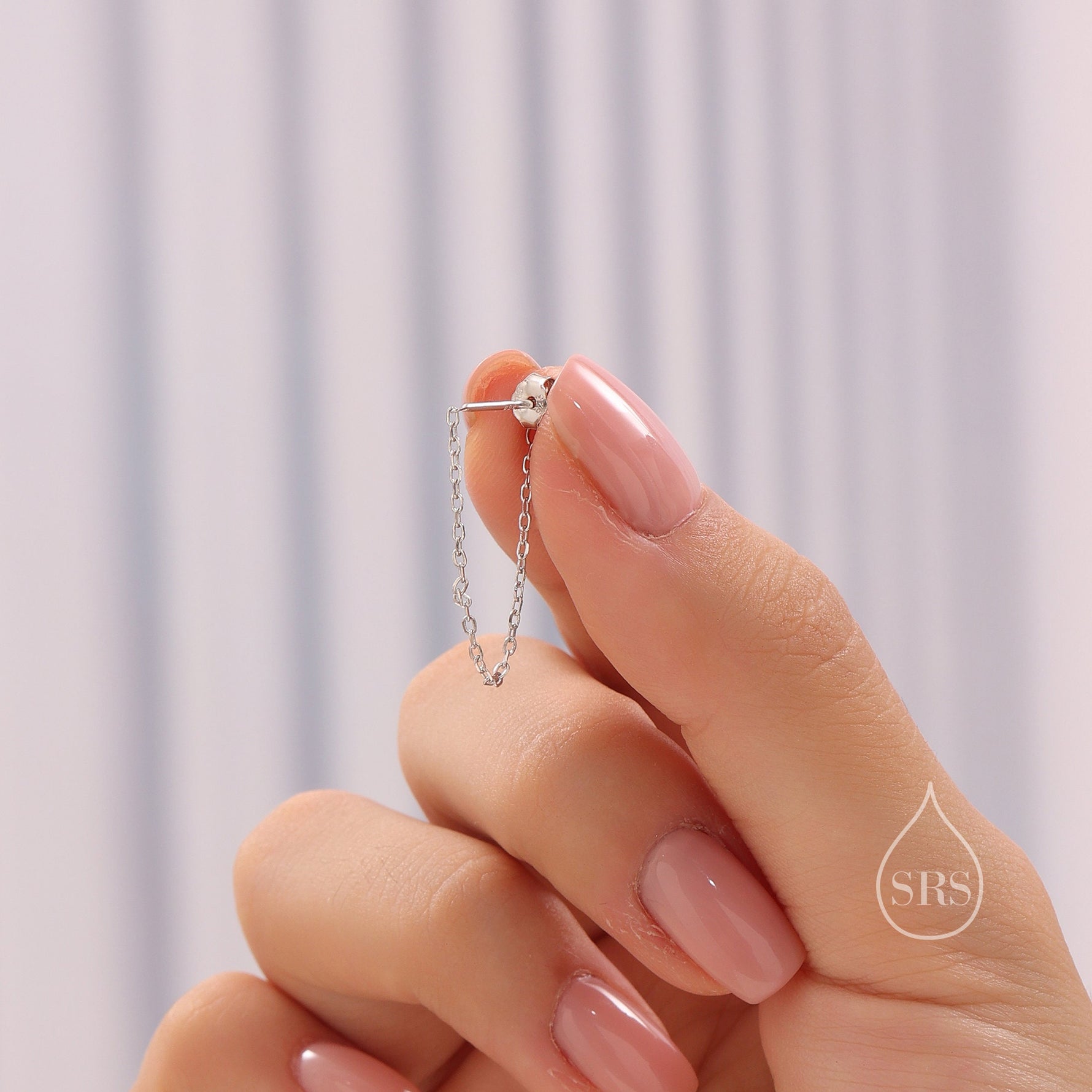 Minimalist Chain Ear Jacket in Sterling Silver, Silver or Gold or Rose Gold, Front and Back Earrings, Two Part Earrings, Chain Earrings