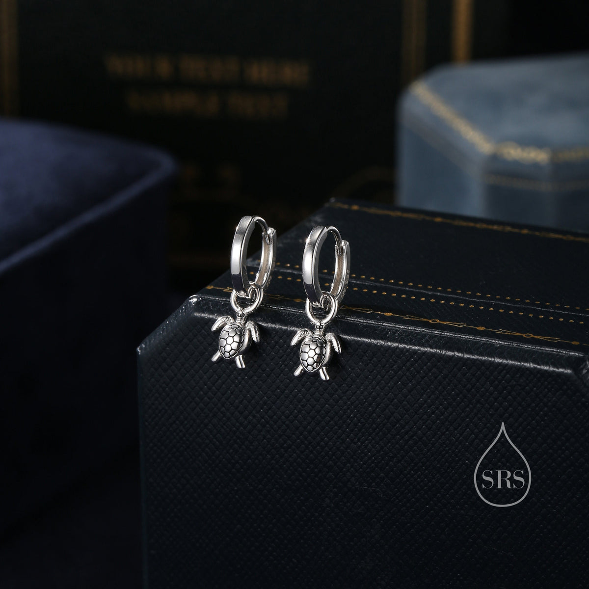 Sterling Silver Sea Turtle Huggie Hoops, Silver, Gold or Rose Gold, Detachable Cute Turtle Hoop Earrings, Ocean Creature Earrings