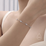 Oval and Round CZ Floating Bracelet in Sterling Silver, Silver or Gold or Rose Gold, Satellite Crystal Bracelet, Solid Silver Bracelet