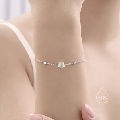 Aurora Crystal Star Bracelet in Sterling Silver, Colour Changing AB Crystal Star Bracelet,  Minimalist Star Bracelet