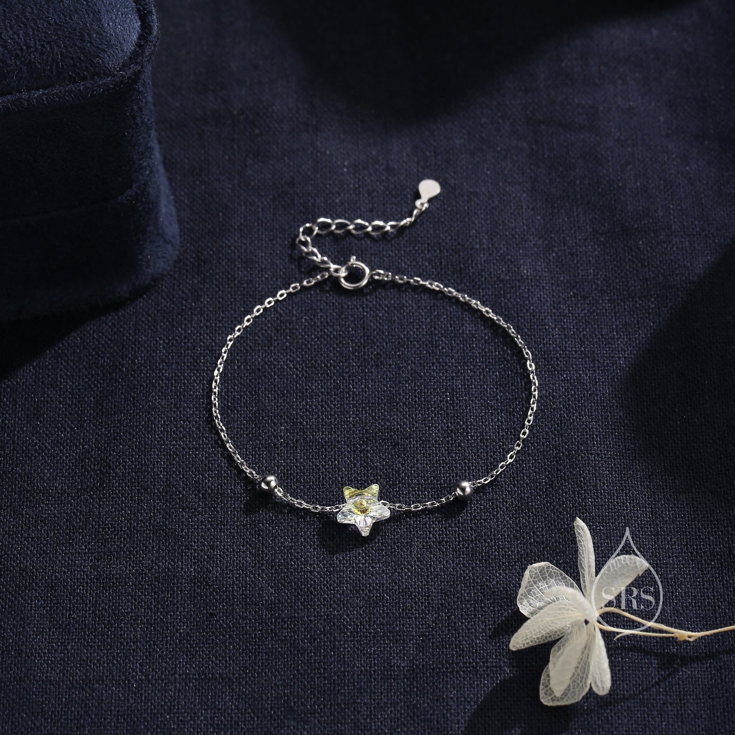 Aurora Crystal Star Bracelet in Sterling Silver, Colour Changing AB Crystal Star Bracelet,  Minimalist Star Bracelet