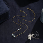 Tiny Blue Hydrangea Bouquet CZ Necklace in Sterling Silver, Silver or Gold, Tiny CZ Flower Necklace, Tiny CZ Necklace
