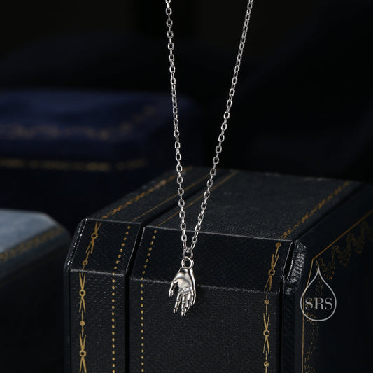 Minimalist Hand Pendant Necklace in Sterling Silver,  Silver or Gold,  Small Hand Necklace, Tiny Hand Pendant