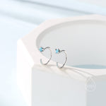 Sterling Silver 2mm Turquoise CZ Open Hoop Earrings