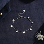 Sterling Silver Disk Charm Bracelet, Silver or Gold, Tiny Disk Charm Bracelet, Delicate Disk Charm Bracelet