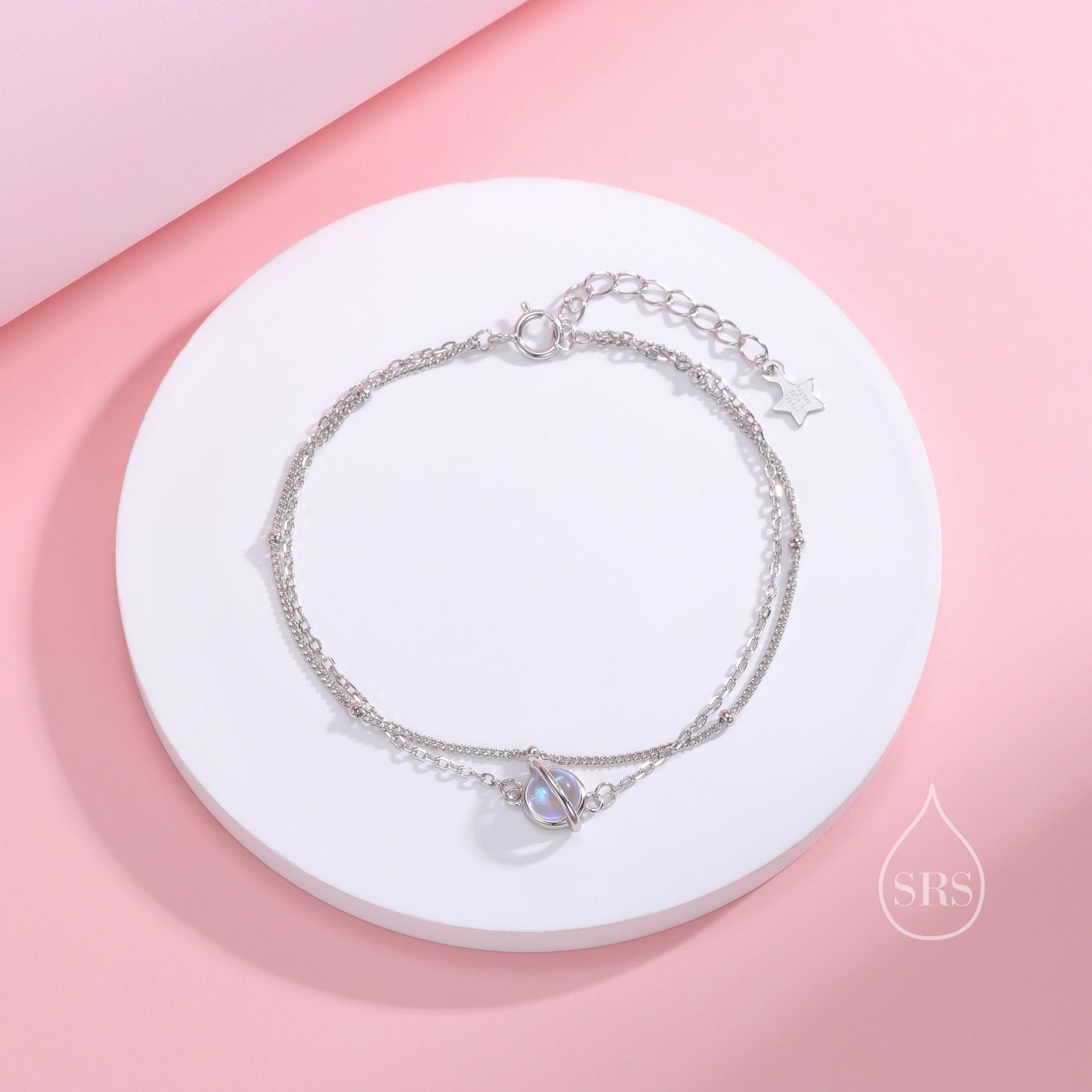 Double Layer Saturn Charm Bracelet