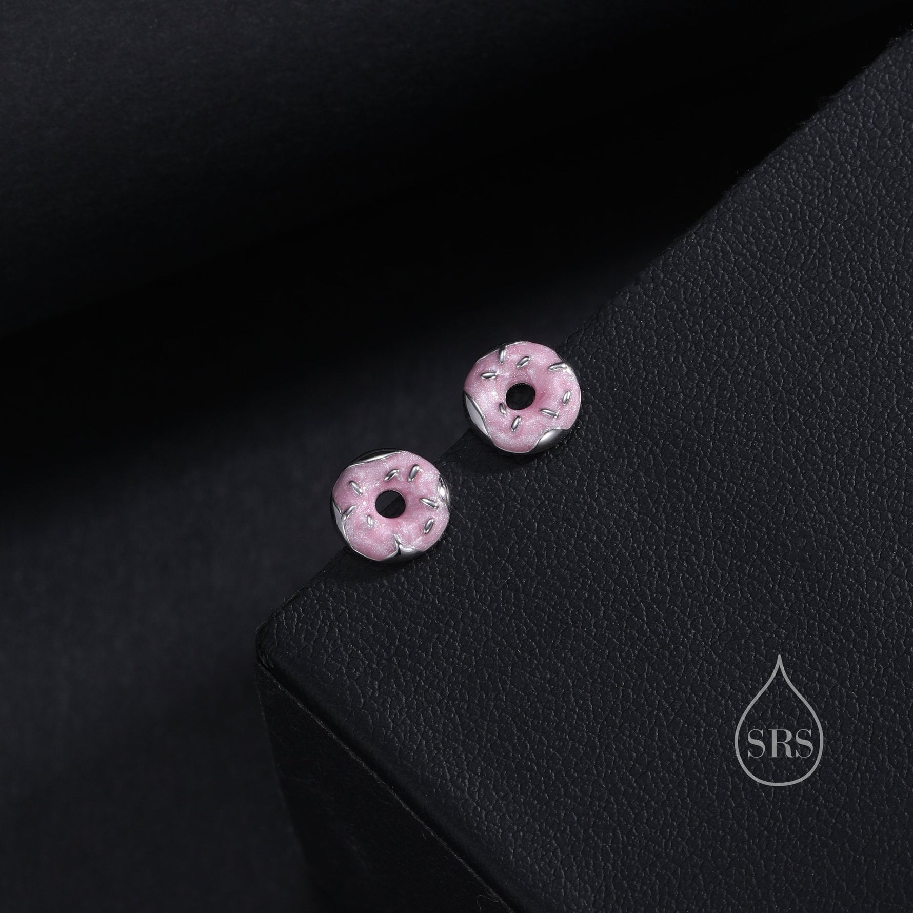 Enamel Glazed Donut Stud Earrings in Sterling Silver, Silver or Gold, Donut Earrings, Food Earrings