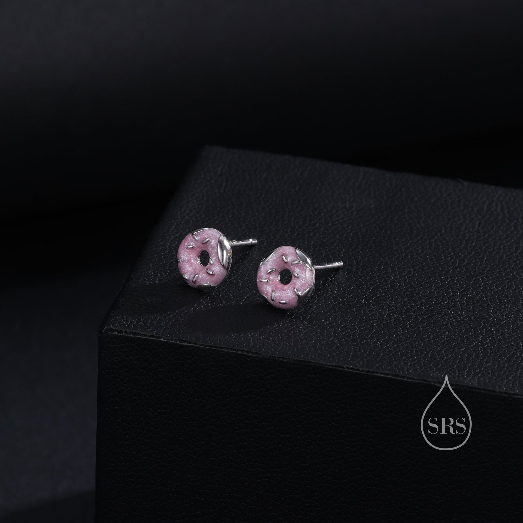 Enamel Glazed Donut Stud Earrings in Sterling Silver, Silver or Gold, Donut Earrings, Food Earrings