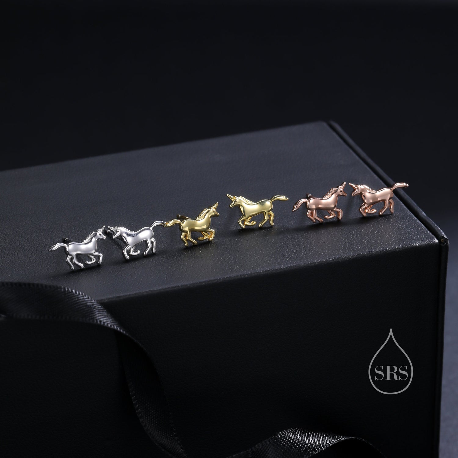 Unicorn Stud Earrings in Sterling Silver, Silver, Gold or Rose Gold, Unicorn Earrings, Unicorn Horse Earrings, Unicorn Stud