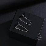 Ball Chain Earrings in Sterling Silver, Silver or Gold, Tiny Ear Jacket, Dainty Jewellery