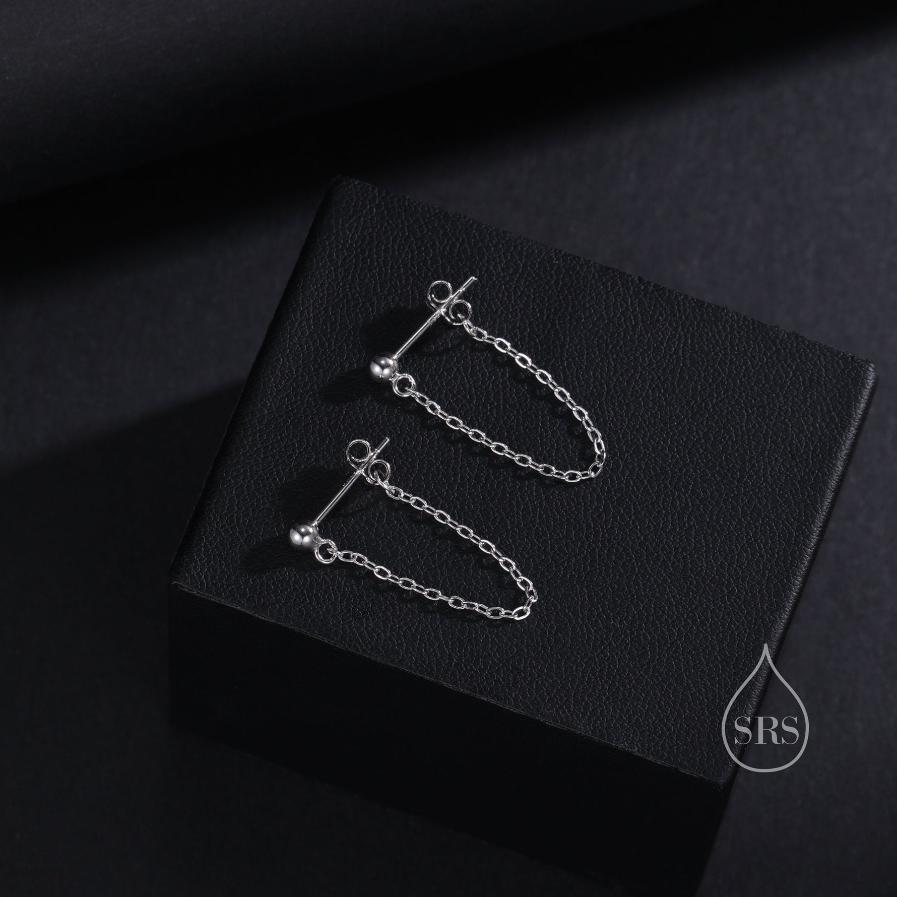 Ball Chain Earrings in Sterling Silver, Silver or Gold, Tiny Ear Jacket, Dainty Jewellery