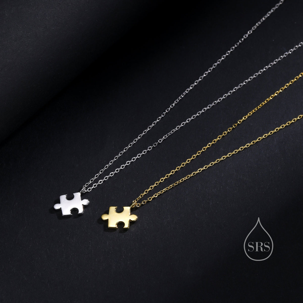 Tiny Jigsaw Pendant Necklace in Sterling Silver, Silver or Gold, Jigsaw Necklace, Tiny Jigsaw Necklace