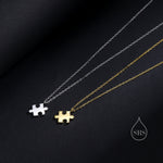 Tiny Jigsaw Pendant Necklace in Sterling Silver, Silver or Gold, Jigsaw Necklace, Tiny Jigsaw Necklace