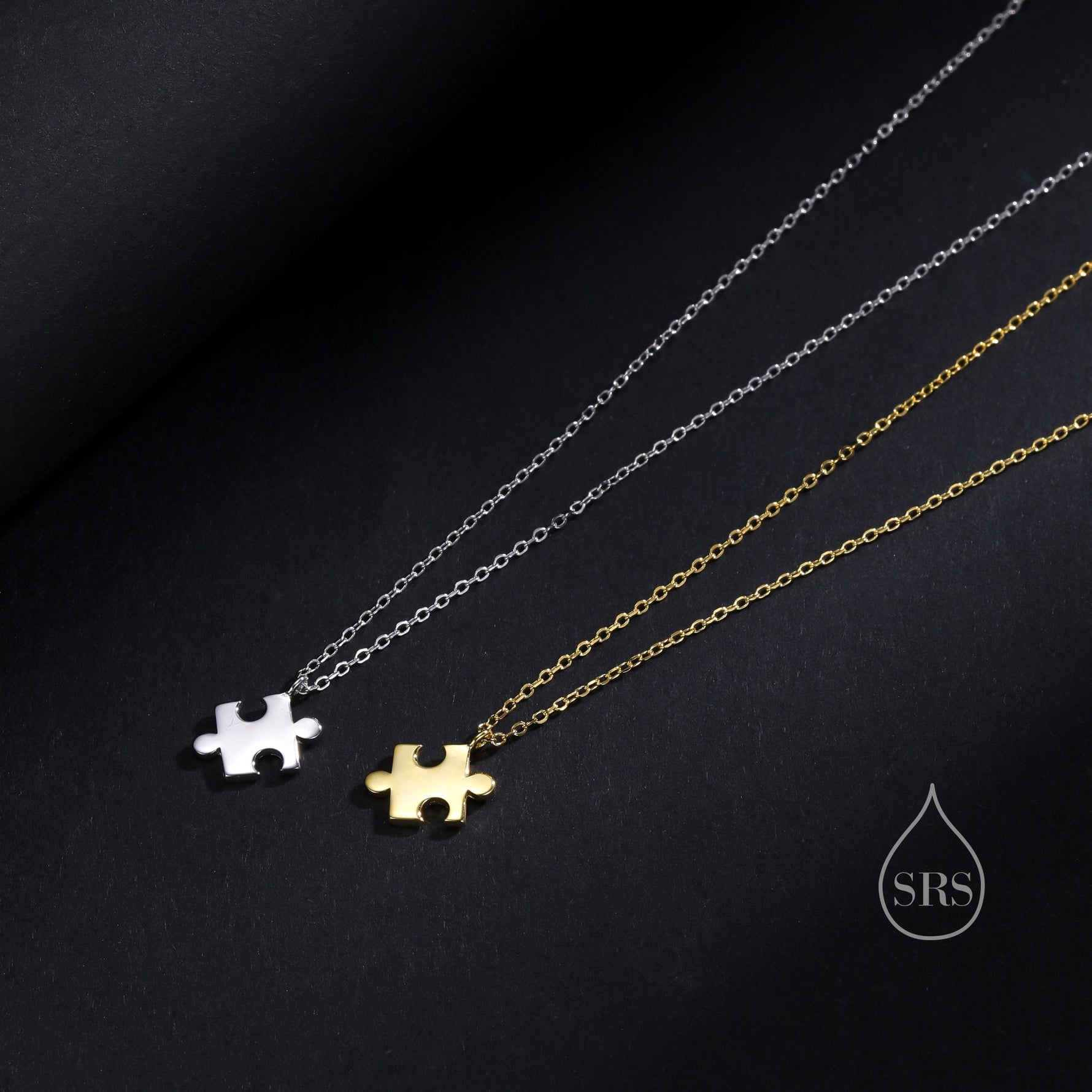 Tiny Jigsaw Pendant Necklace in Sterling Silver, Silver or Gold, Jigsaw Necklace, Tiny Jigsaw Necklace