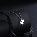 Tiny Jigsaw Pendant Necklace in Sterling Silver, Silver or Gold, Jigsaw Necklace, Tiny Jigsaw Necklace
