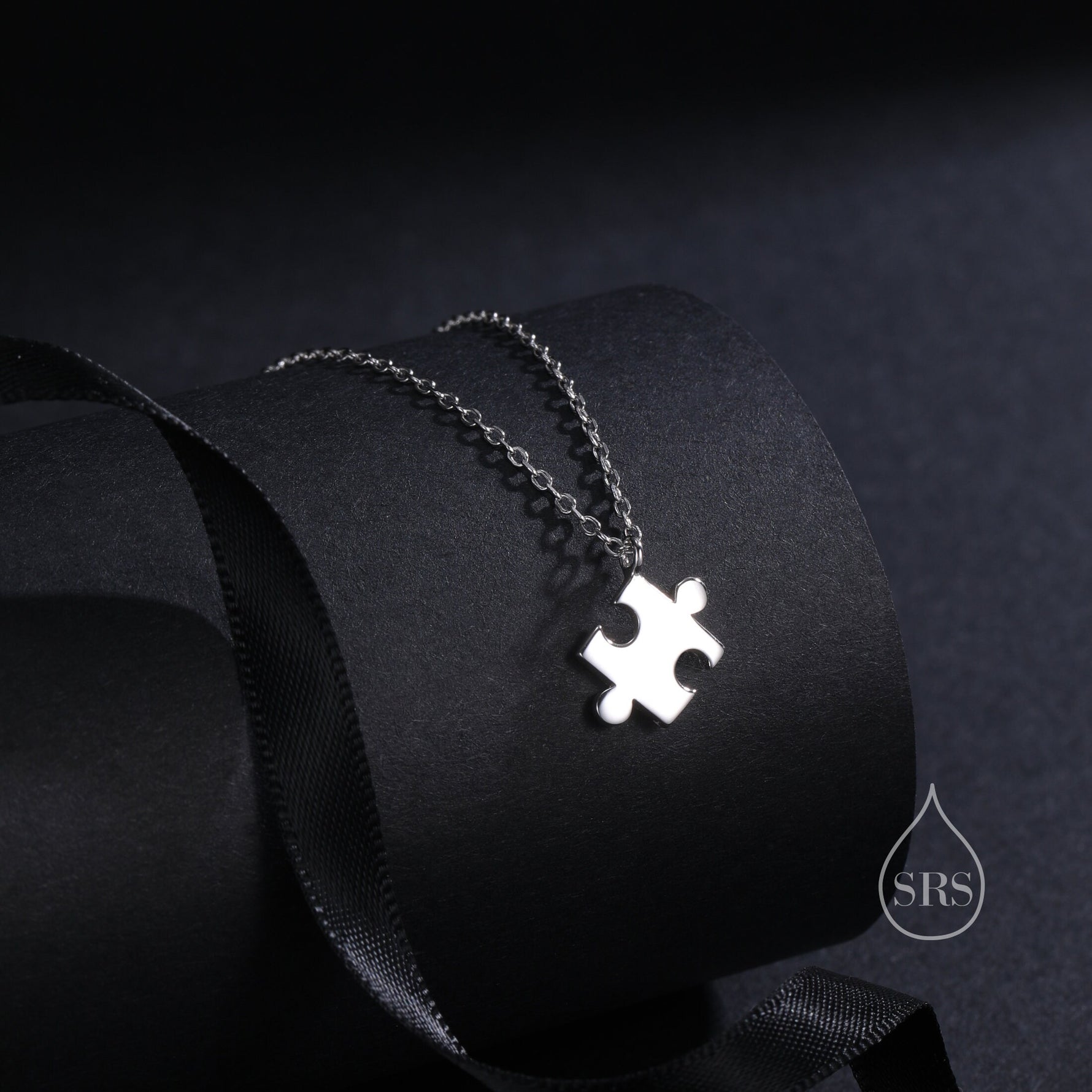 Tiny Jigsaw Pendant Necklace in Sterling Silver, Silver or Gold, Jigsaw Necklace, Tiny Jigsaw Necklace
