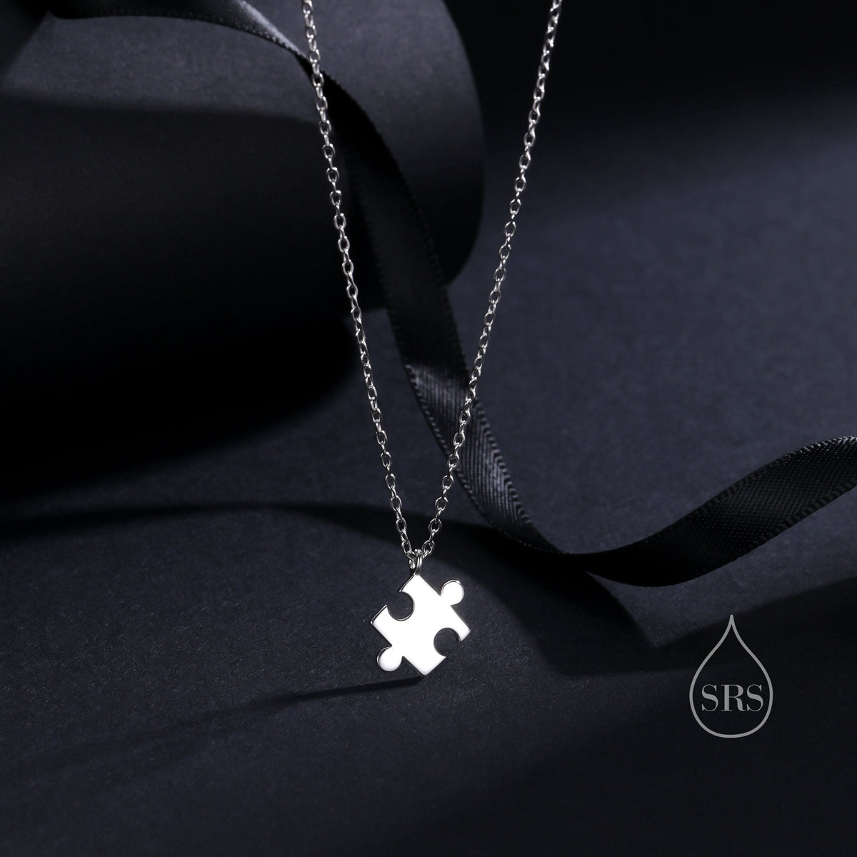 Tiny Jigsaw Pendant Necklace in Sterling Silver, Silver or Gold, Jigsaw Necklace, Tiny Jigsaw Necklace