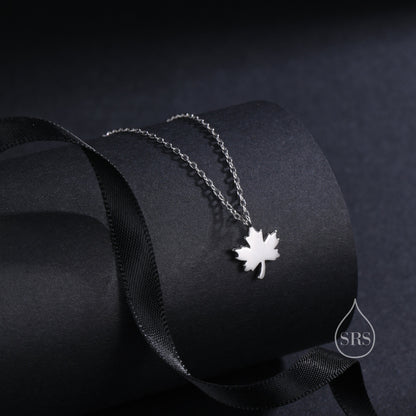 Tiny Maple Leaf Pendant Necklace in Sterling Silver, Maple Necklace, Tiny Maple Necklace