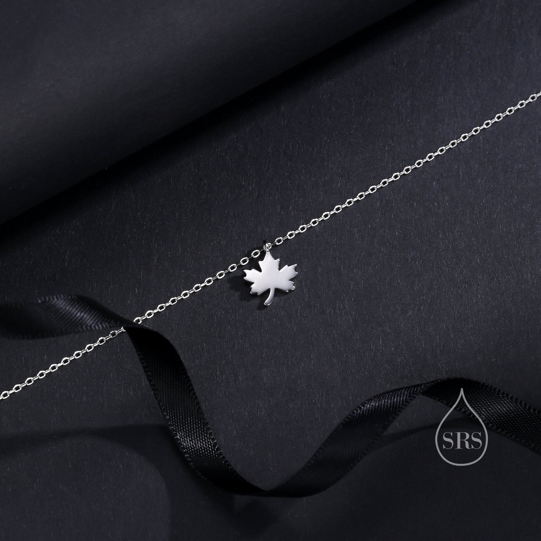 Tiny Maple Leaf Pendant Necklace in Sterling Silver, Maple Necklace, Tiny Maple Necklace