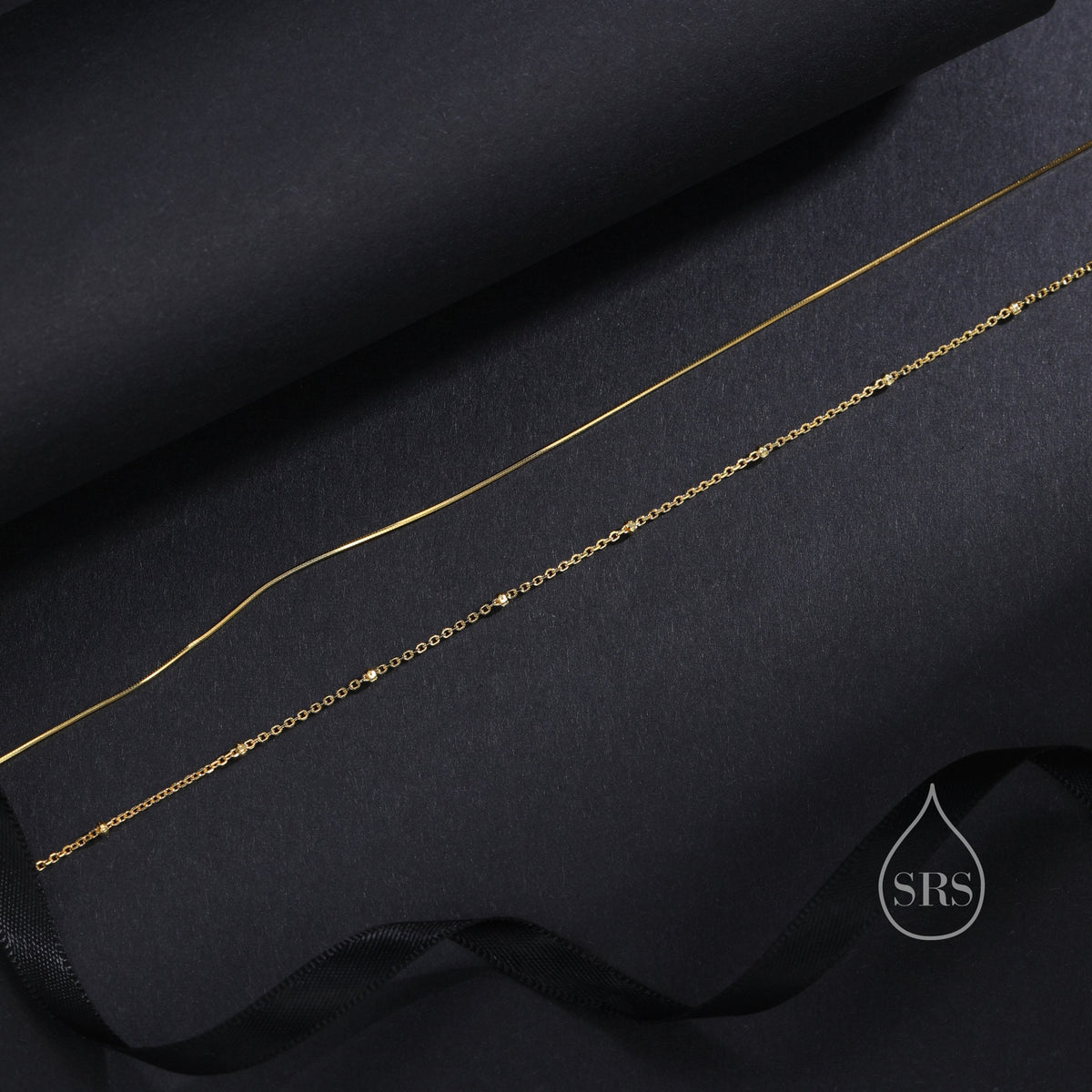 Satellite and Snake Chain Double Layer Necklace