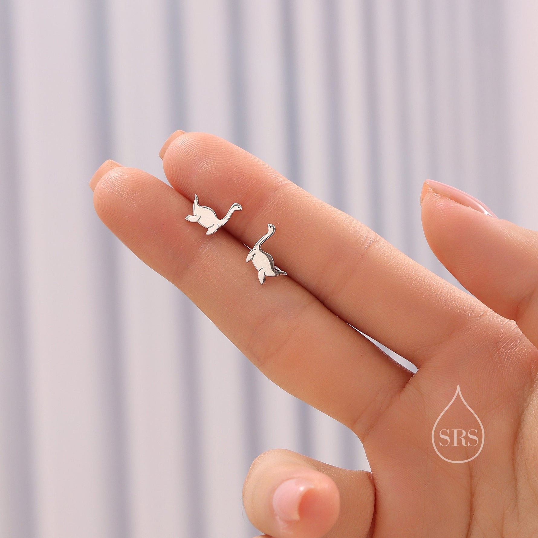Sterling Silver Plesiosaurus Dinosaur Plesiosaur Stud Earrings, Silver or gold or Rose Gold, Loch Ness Monster Earrings, Nessie Earrings
