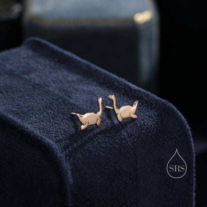 Sterling Silver Plesiosaurus Dinosaur Plesiosaur Stud Earrings, Silver or gold or Rose Gold, Loch Ness Monster Earrings, Nessie Earrings