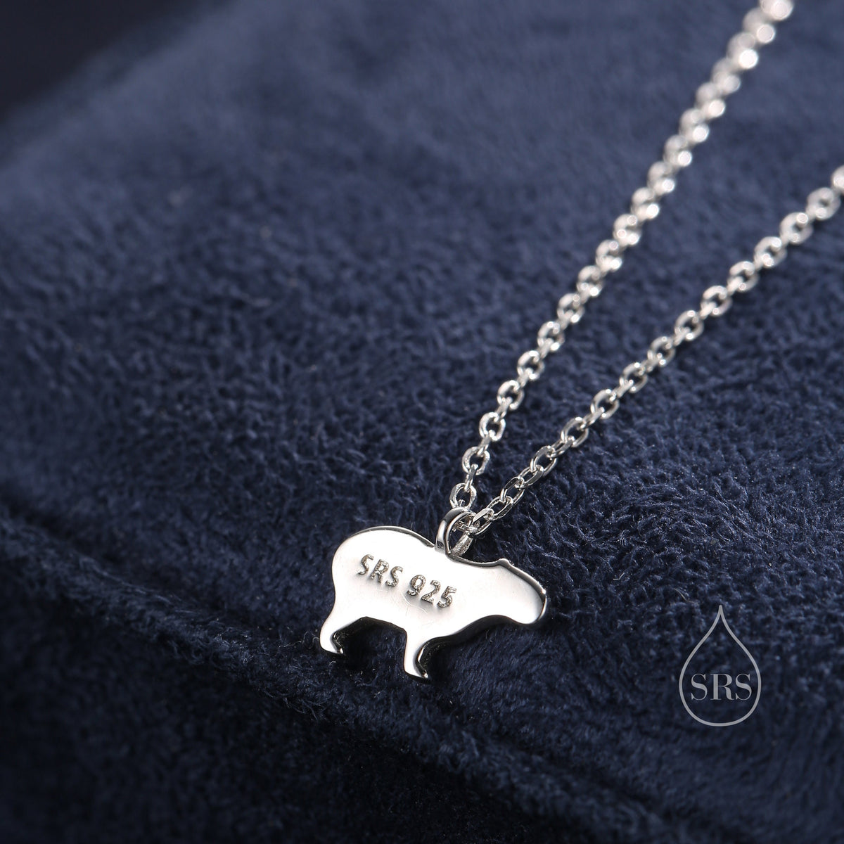 Tiny Capybara Pendant Necklace in Sterling Silver, Capybara Necklace, Small Capybara Pendant, Silver or Gold