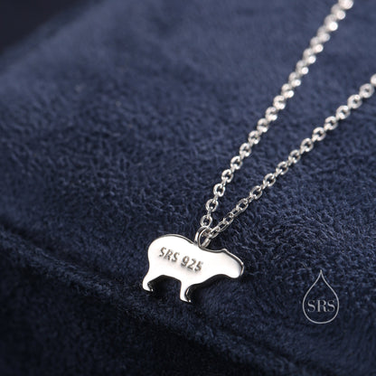 Tiny Capybara Pendant Necklace in Sterling Silver, Capybara Necklace,  Small Capybara Pendant, Silver or Gold