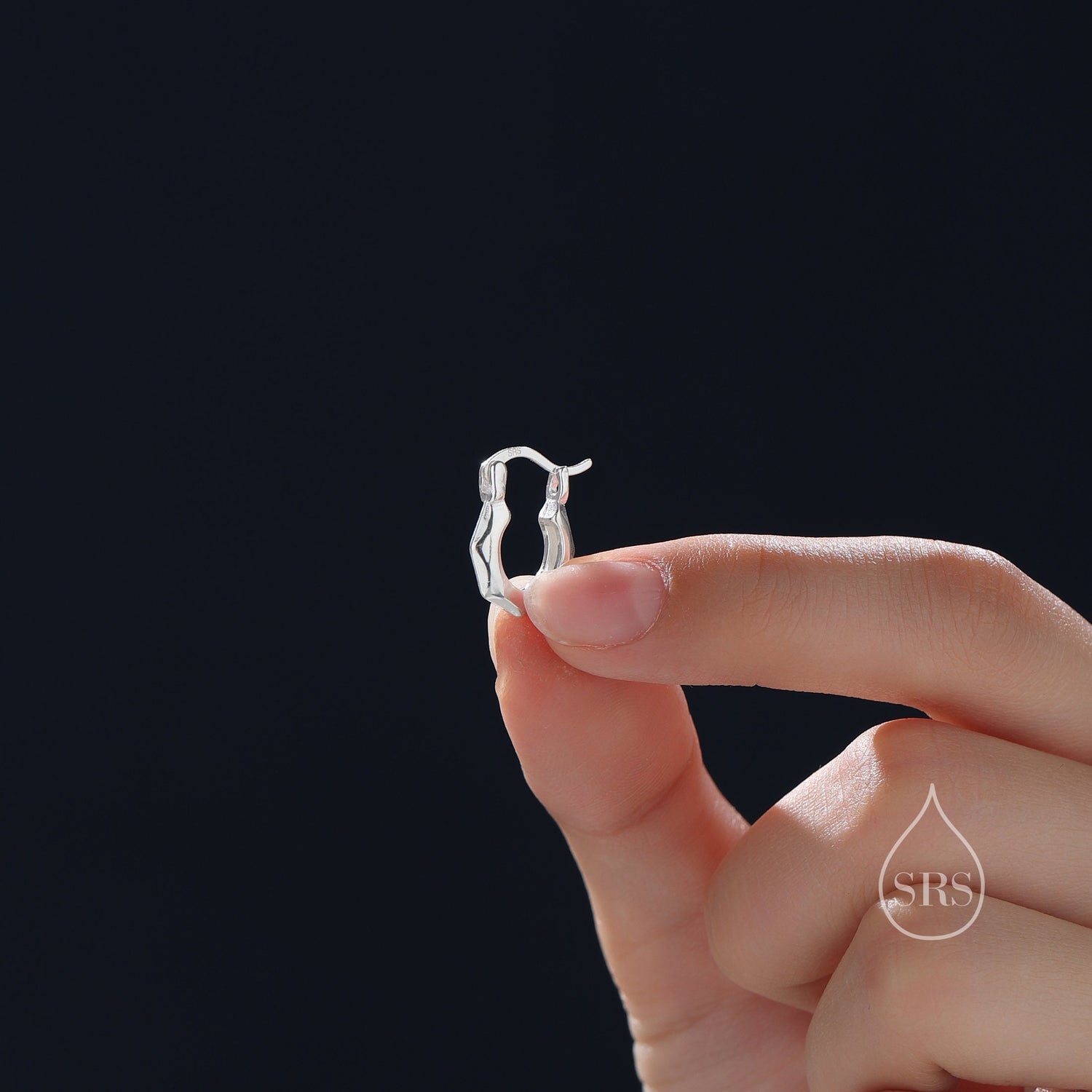 Geometric Faceted Huggie Hoops in Sterling Silver, Silver or Gold or Rose Gold, Chunky Look but Light Weight
