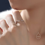 CZ Open Ring in Sterling Silver, Silver or Gold, Adjustable, Minimalist CZ Stacking Ring CZ Ring