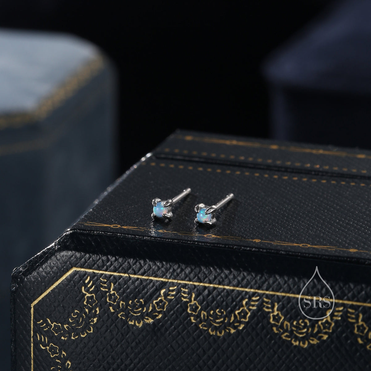 Sterling Silver Extra Tiny 2mm Opal Stud Earrings, Silver or Gold, 2mm Tiny Opal Earrings, Fire Opal, Lab Opal Stud, White, Green or Blue