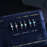 Single Piercing Moonstone or Opal Skinny Earlobe Cuff Earring in Sterling Silver, Lobe Cuff, Silver or Gold or Rose Gold