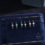 Single Piercing Moonstone or Opal Skinny Earlobe Cuff Earring in Sterling Silver, Lobe Cuff, Silver or Gold or Rose Gold