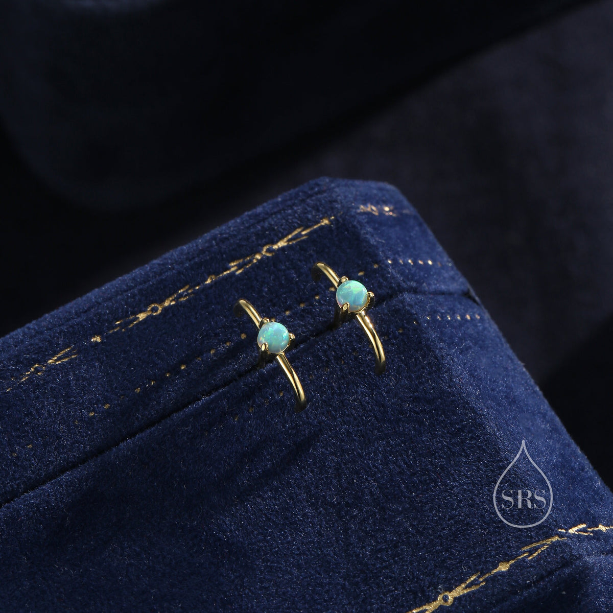 Single Piercing Moonstone or Opal Skinny Earlobe Cuff Earring in Sterling Silver, Lobe Cuff, Silver or Gold or Rose Gold