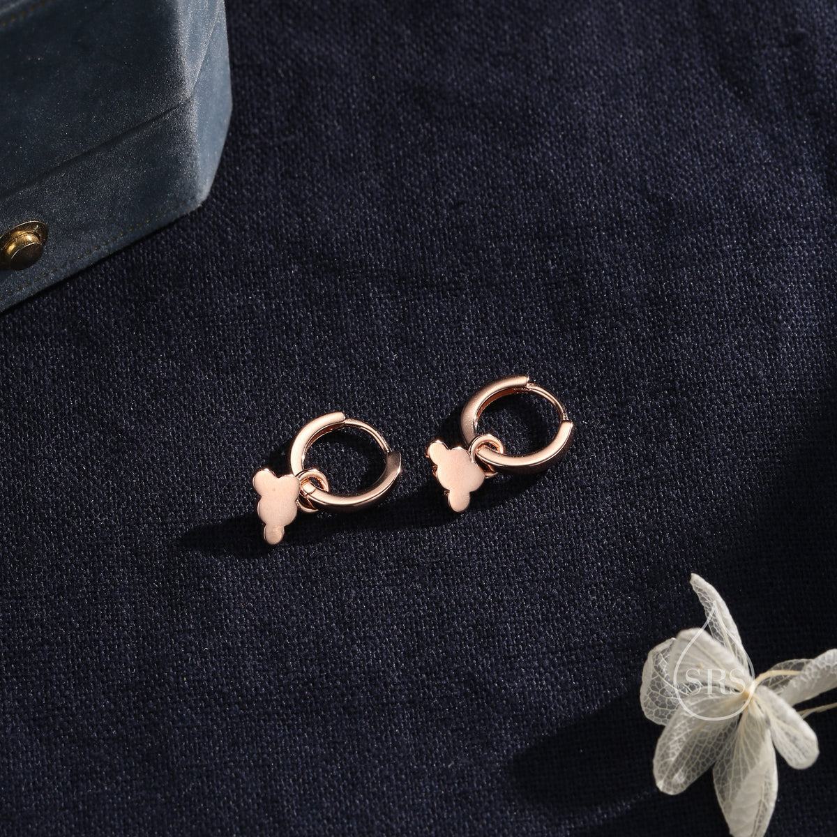 Sterling Silver Cloud Dangle Hoop Earrings, Silver or Gold or Rose Gold, Cloud Huggie Hoops, Interchangeable Charms, Detachable