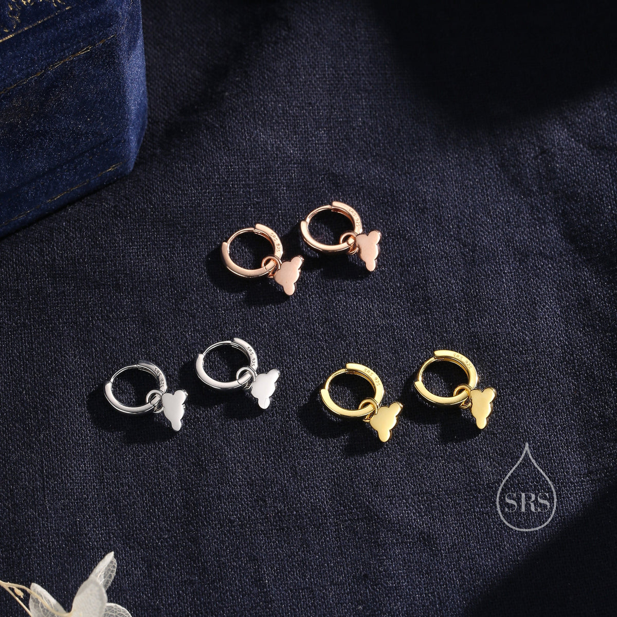 Sterling Silver Cloud Dangle Hoop Earrings, Silver or Gold or Rose Gold, Cloud Huggie Hoops, Interchangeable Charms, Detachable