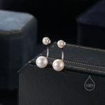 Genuine Freshwater Pearl Ear Jacket in Sterling Silver, Silver or Gold, Front and Back Earrings , Natural Pearl Earrings, Dainty Jewellery
