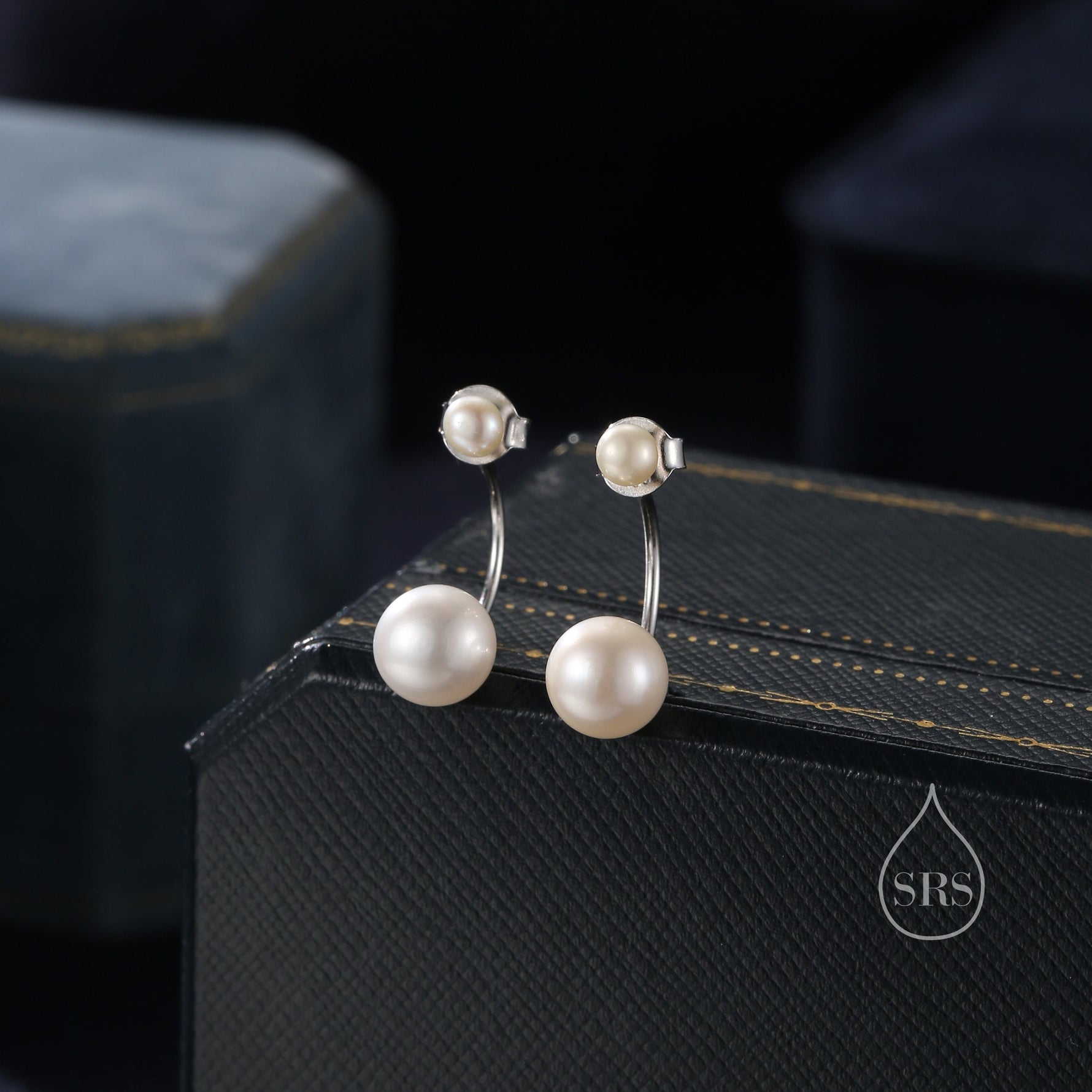 Genuine Freshwater Pearl Ear Jacket in Sterling Silver, Silver or Gold, Front and Back Earrings , Natural Pearl Earrings, Dainty Jewellery