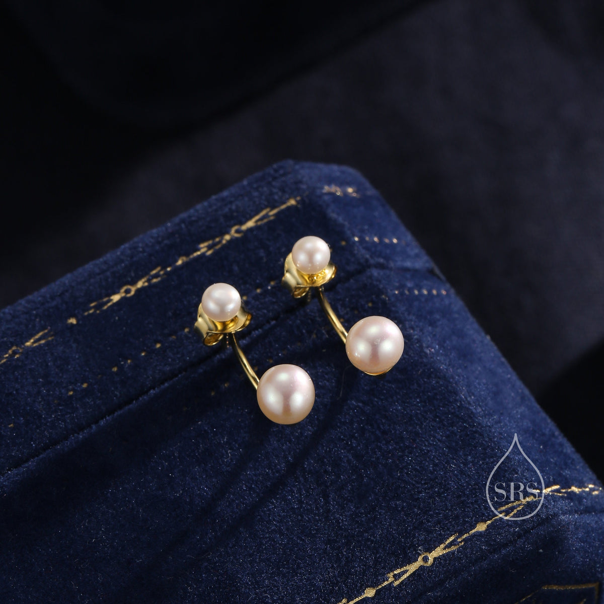 Genuine Freshwater Pearl Ear Jacket in Sterling Silver, Silver or Gold, Front and Back Earrings , Natural Pearl Earrings, Dainty Jewellery