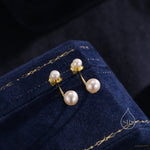 Genuine Freshwater Pearl Ear Jacket in Sterling Silver, Silver or Gold, Front and Back Earrings , Natural Pearl Earrings, Dainty Jewellery