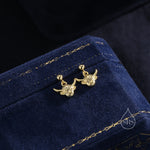 Dangling Highland Cow Drop Stud Earrings in Sterling Silver, Silver or Gold or Rose Gold, Highland Cow Earrings, Cow Hook Earrings, Scottish