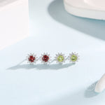Genuine Peridot Crystal Stud Earrings in Sterling Silver, Natural Green Peridot Stud Earrings, August Birthstone