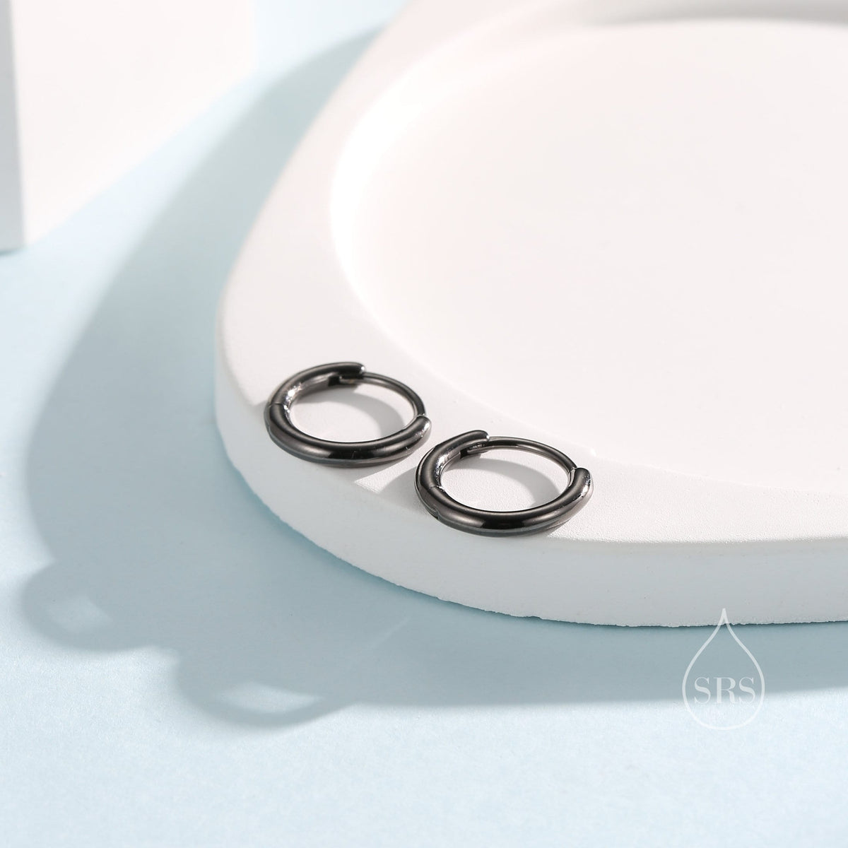 Minimalist Black Huggie Hoop Earrings