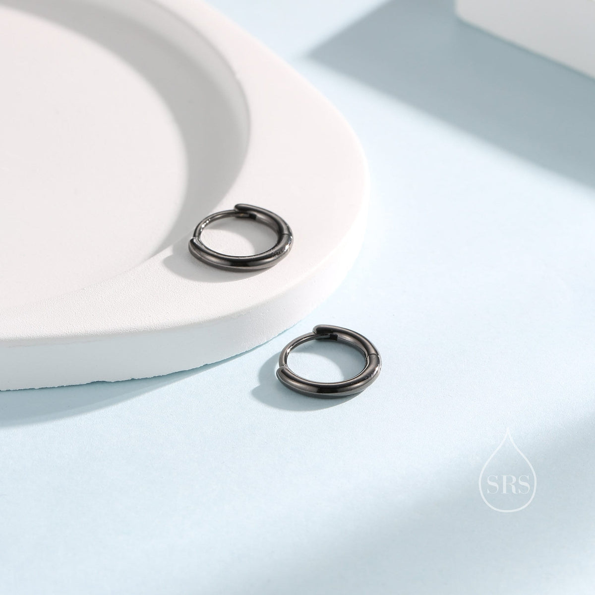Minimalist Black Huggie Hoop Earrings